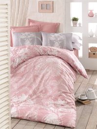 L'essentiel linge de maison Madam Lili - Pink Juego de Funda de Edredón Doble Ranforce